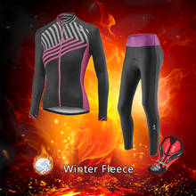 Conjunto de malha térmica feminina, conjunto de roupas de ciclismo, de lã térmica, conjunto de camisa de bicicleta feminino, uniforme de bike da moda para inverno 2024 - compre barato