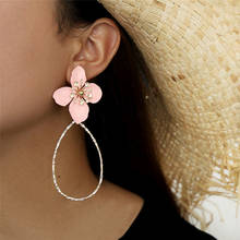 Fashion Trendy Big Round Flower Earrings for Women Beach Exaggerated Statement Dangle Earrings Bohemia Brincos Jewelry Gifts 2024 - buy cheap