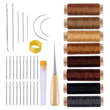 Ferramentas para reparo de couro, artesanato, costura diy, costura manual com agulha de fio, kit de ferramentas para reparação de couro 2024 - compre barato
