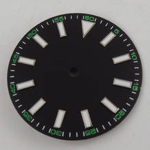 Nologo черный циферблат часов 29 мм зеленые отметки соответствуют NH35A MIYOTA 8215 8205 MINGZHU 2813 отображение даты 2024 - купить недорого