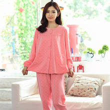 Conjunto de pijama feminino, pijama casual macio estampado com manga longa plus size 3xl para outono e inverno 2024 - compre barato