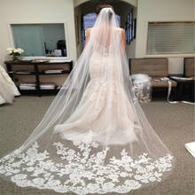 1PCS Wholesale 3M 5M One Layer Lace Edge White Ivory Catherdal Wedding Veil Long Bridal Veil Cheap  Veu De Noivai 2024 - buy cheap