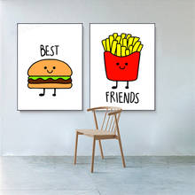 Best friend letter poster hamburger french fries boy girl room decoration wall art Art Decor Home Decor canvas painting K423 2024 - buy cheap