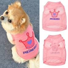 Camiseta con letras de corona para perro, gato y Princesa, chaleco, abrigo de verano, disfraces informales para mascotas, suministros para mascotas, estilo dulce 2024 - compra barato