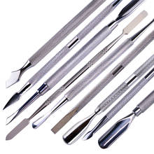 1Pc Rainbow Stainless Steel Nail Cuticle Pusher Tweezer Nail Art Files UV Gel Polish Remove Manicure Care Groove Clean Tool 2024 - buy cheap