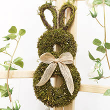 Corona de conejo de Pascua para decoración del hogar, colgante de puerta de pared, guirnalda de simulación, anillo de ratán, regalos para fiesta, accesorios para fotos 2024 - compra barato