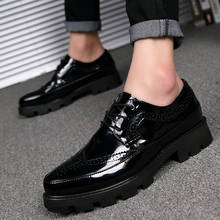 Sapatos sociais masculinos de couro com fundo grosso, sapatos de luxo em estilo italiano, sapatos formais masculinos de marca, sapatos de couro masculinos 4 2024 - compre barato