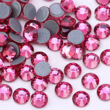 QIAO Top Quality Rose Hot Fix Rhinestone SS16-SS30(3.8-6.5mm) Crystal Glass Iron On Rhinestone for Clothes Wedding Decoration 2024 - buy cheap