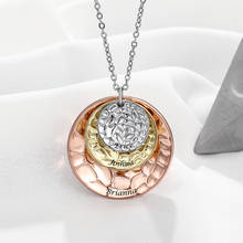 Personalized Charm Pendant Necklace with Silver Rose Gold Plated Discs Customized With Any Names Engraved Names Gifts for Her 2024 - buy cheap