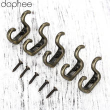 dophee 5Pcs Antique Furniture Door Hooks Bathroom Wall Hanger Towel Clothes Hat Coat Hanging Hooks Furniture Hardware 34*21mm 2024 - buy cheap