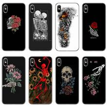 Art Skull Skeleton Flowers Transparent Phone Case For Huawei P30 P20 pro P10 P9 P8 Lite Nova 3i G8 P Smart Plus 2018 2019 2024 - купить недорого