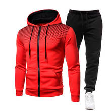 2021 Men 2-piece Set Hoodie+Pants Fleece Zipper Sweatshirt Casual Sport Sweatpants Autumn Winter Trendy Suit Tracksuits Clothing 2024 - buy cheap