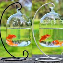 2019 Creative hanging glass vase fish tank black shelf goldfish tank accessories 2024 - buy cheap