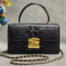 Authentic pele de crocodilo senhora pequena aleta bolsa ferragem ouro bolsa feminina genuíno couro jacaré feminino único ombro 2024 - compre barato