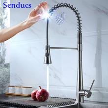 Sensor Kitchen Faucets Senducs Brushed Nickel Pull Out Kitchen Faucet Intelligent Automatic Sensor Kitchen Faucet Hot Cold Tap 2024 - buy cheap