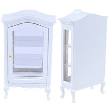 New 1/12 White Dollhouse Miniature Furniture Kitchen Dining Cabinet Cupboard Showcase Display Shelf 2024 - buy cheap