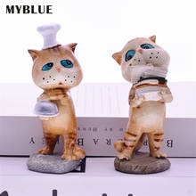 MYBLUE 2Pcs/Set Kawaii Garden Animal Resin Chef Cat  Figurines Statue Nordic Home Room Decoration Accessories Modern 2024 - buy cheap