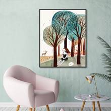 Home Decor Wall Art Painting Abstract Tree Girl Canvas Modern Pictures Printing Nordic Modular Artwork Poster For Living Room 2024 - buy cheap