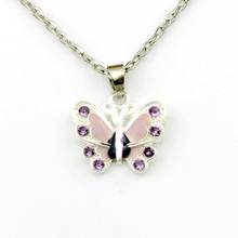 2pcs purple Rhinestone Enamel Butterfly Alloy Charms Pendant Necklaces Jewelry DIY 23.6 inches Chains A-508d 2024 - buy cheap