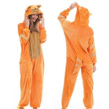 Pijama adulto cosplay de gato laranja kigurumi, roupa de dormir, unissex, uma peça 2024 - compre barato