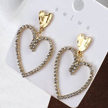 AENOSA Trendy Heart Rhinestone Drop Earrings for Women Geometric Statement Pendant Dangle Earring Weddings Jewelry Gifts 2024 - buy cheap