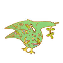 Bonito broche Floral de dinosaurio Pterodáctilo, insignia de animal de dibujos animados jurásico 2024 - compra barato