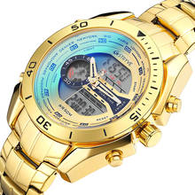 Fashion Watch Men Gold Big Dial Clock Male Luxury Brand Stainless Steel Sport Mens Watches Digital Quartz Relogio Masculino 2024 - buy cheap