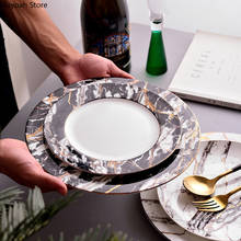 8 Inch Ceramic Porcelain Marble Dinner Plate Nordic Western Dinner Plate Steak Plate Tableware Creative Household 10 Inch Disc 2024 - buy cheap