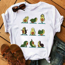 Kawaii Cartoon Avocado Short Sleeve T-shirt Women Casual Avocado Graphic Tops Cute Female Tee Summer Funny Harajuku Women Tops 2024 - buy cheap