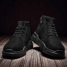 Retro Fashion Men Shoes Combat Boots Men's Casual Shoes Lace-Up Breathable Socks Locomotive Tooling Shoe Warm Non-slip Boots 2024 - buy cheap