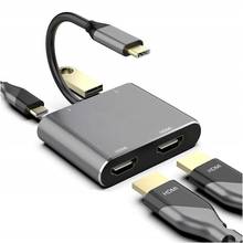 Type C Adapter 4K USB C to Dual HDMI-compatible USB 3.0 PD USB-C Converter Cable for MacBook Samsung Dex Galaxy S10/S9 2024 - buy cheap