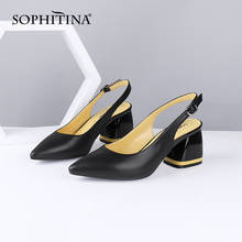 SOPHITINA Summer New Women Sandals Pointed Toe Square Heel High Back Strap Shoes Metal Decoration Sheepskin Mature Sandals C585 2024 - buy cheap