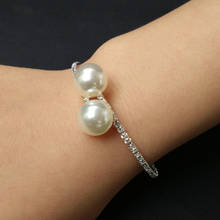 Pulseiras Brazaletes Pulseras Mujer Bangles Elegant Simulated Pearls And Rhinestones 1 Row Bracelet Bangle Wristband For Womens 2024 - buy cheap
