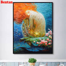 Art mermaid ocean 5D DIY Diamond Embroidery Painting Flower With Home Decoration cross stitch Kits Diamond Mosaic rhinestone art 2024 - buy cheap