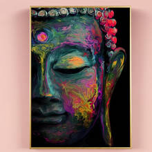 Abstract Colorful Buddha Face Canvas Paintings on The Wall Art Posters and Prints Buddhism Art Pictures Home Wall Decoration 2024 - buy cheap