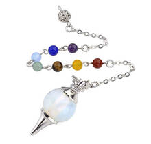 FYJS Unique Silver Plated Opalite Opal with Reiki Chakra Chain Round Pendant Pendulum for Dowsing Jewelry 2024 - buy cheap