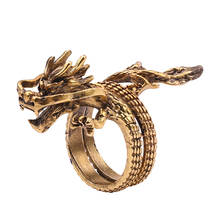 Готическое кольцо с китайским драконом, модные открытые кольца для мужчин и женщин, унисекс, панк, хип-хоп, Бронзовый Металл, Винтажные Ювелирные изделия, вечерние подарки для мальчиков 2024 - купить недорого