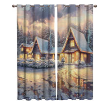 Merry Christmas Peace Town Room Curtains Large Window Living Room Outdoor Bedroom Decor Kids Room Curtain Window Curtain Panels 2024 - buy cheap
