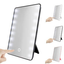 Espelho de maquiagem com 16 leds, tela sensível ao toque, para cosméticos, com suporte a pilha, para mesa, banheiro, viagem, envio direto 30 #10 2024 - compre barato