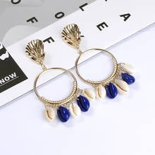 Bohemia Color Shell Long Earrings 2021 Trend Drop Earrings For Women Gold Round Vintage Hanging Earrings Romantic Female Jewelry 2024 - buy cheap