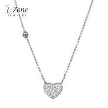 UZone Luxury Crystal Love Heart Pendant Necklace Stainless Steel Chain Necklaces For Women Bridal Wedding Gift Charm Jewelry 2024 - buy cheap