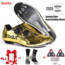 Boodun новая тирановая Золотая дорожная велосипедная обувь для шоссейного велосипеда самоблокирующаяся обувь из углеродного волокна Сверхлегкая профессиональная велосипедная гоночная обувь 2024 - купить недорого