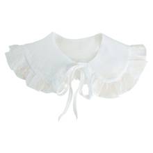 White Shawl Doll False Fake Collar for Women Girls Ruffled Trim Detachable Half Shirt Lapel Blouse Lace-Up Bandage Scarf 2024 - buy cheap