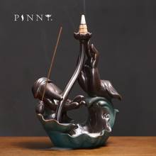 PINNY-Quemador de incienso de cerámica, accesorios de decoración del hogar, incensario de sándalo, cascada, con reflujo de mano, Buda Zen 2024 - compra barato