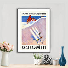 Esporte invernali nelle dolomiti viagens vintage poster papel adesivo ou impressão em tela presente idéia decoração da parede para sala de estar 2024 - compre barato