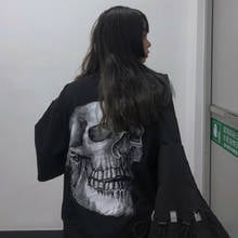 Summer Harajuku Dark  hip-hop gothic tops skull print fun short-sleeved couple Ulzzang tees punk Vintage female T-shirt 2024 - buy cheap