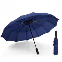 Guarda-chuva dobrável automático resistente ao vento, guarda-chuva grande com 12 barras e alça longa portátil para homens e mulheres 2024 - compre barato