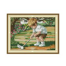 The future of golf cross stitch kit 18ct 14ct 11ct count printed canvas stitching embroidery DIY handmade needlework 2024 - buy cheap