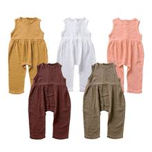 2020 New Summer Solid Rompers Newborn Infant Baby Girl Boy Outfit Linen Cotton Romper Jumpsuit Kids Sleevless Casual Clothes Set 2024 - buy cheap