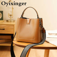 OYIXINGER Women's Luxury Shoulder Bag Classic Genuine Leather Bucket Bag Lychee Pattern Crossbody Bags Chic Handbag For Ladies 2024 - buy cheap